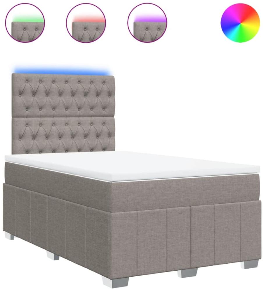 vidaXL Boxspringbett mit Matratze Taupe 120x200 cm Stoff 3293946 Bild 1
