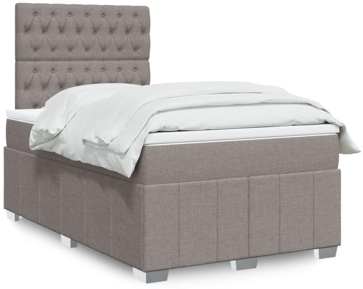 vidaXL Boxspringbett mit Matratze Taupe 120x200 cm Stoff 3293946 Bild 1