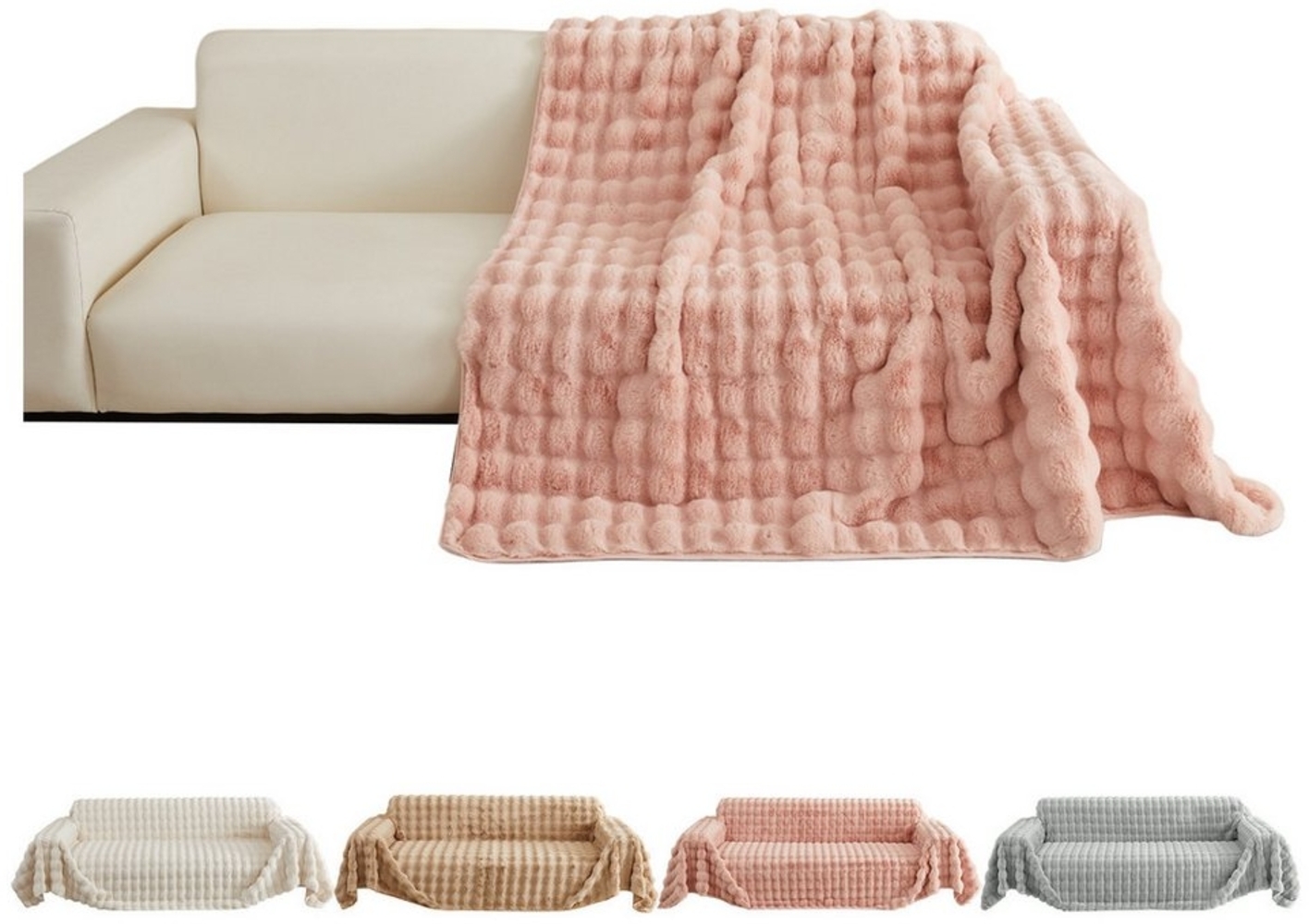 Wohndecke Kunstfelldecken Sofadecke Bubble Blanket, Polyester Fleecedecke, Decken, BTTO, Sofadecke Bubble Kaninchenfellimitat Flausch 180X180, 180X230, 180X300cm Bild 1