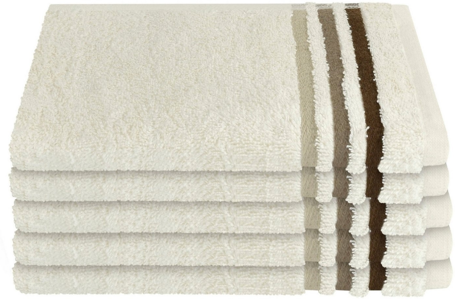 Schiesser Gästehandtuch Skyline, 5er Set, mit Webbordüre, 100% Baumwolle Creme Bild 1
