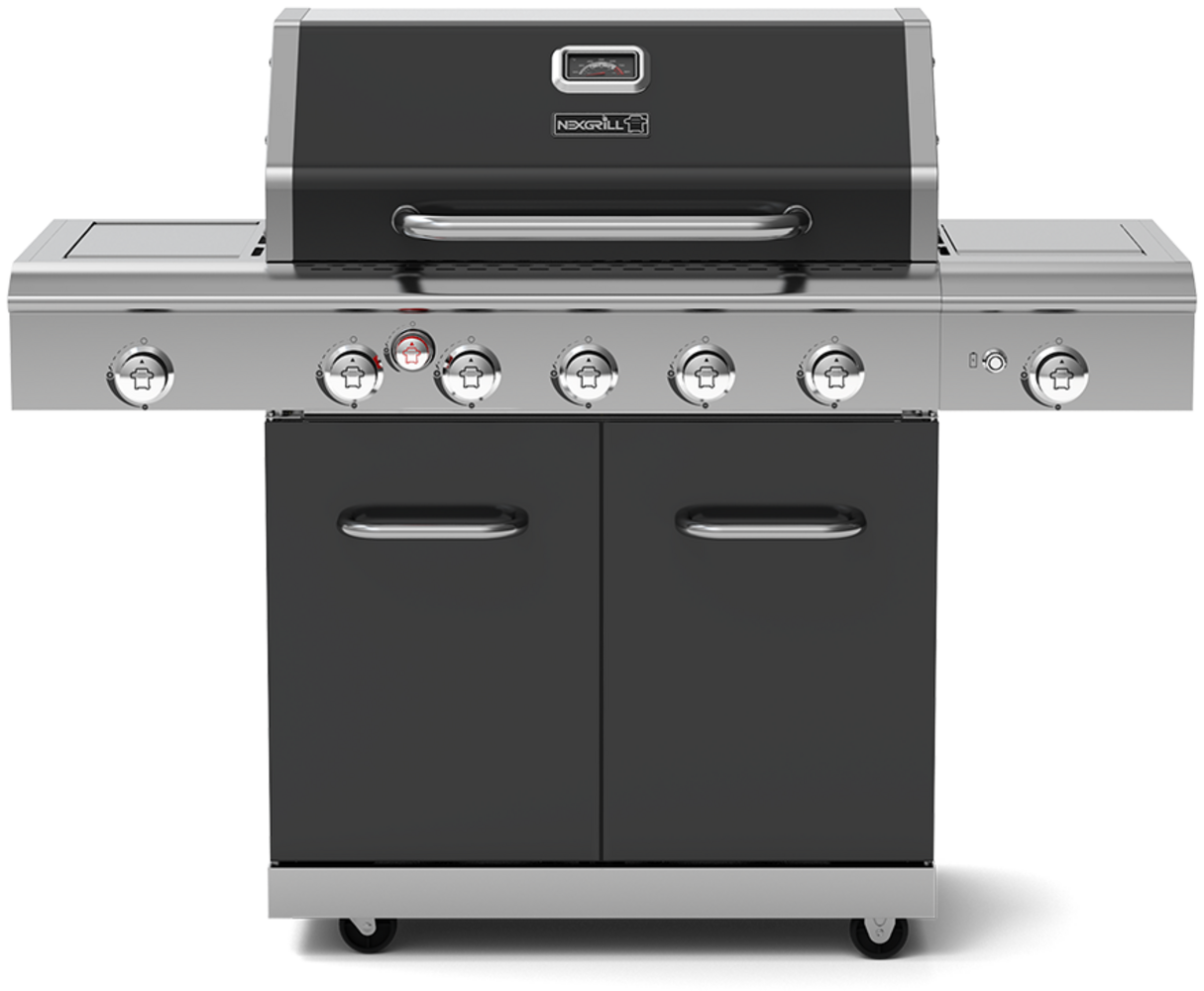 Nexgrill "Deluxe" Gasgrill, 5 Brenner, 1 Seitenkochfeld, 1 Infrarot Seitenbrenner, emailliertes Porzellan, silber/schwarz, 120 x 59 x 152 cm Bild 1