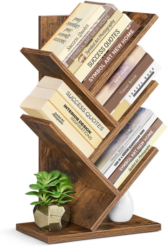 Vasagle Bücherregal Baumform, 5 Ebenen, platzsparend, Holzspanplatte Braun, 51 x 17,2 x 30 cm Bild 1