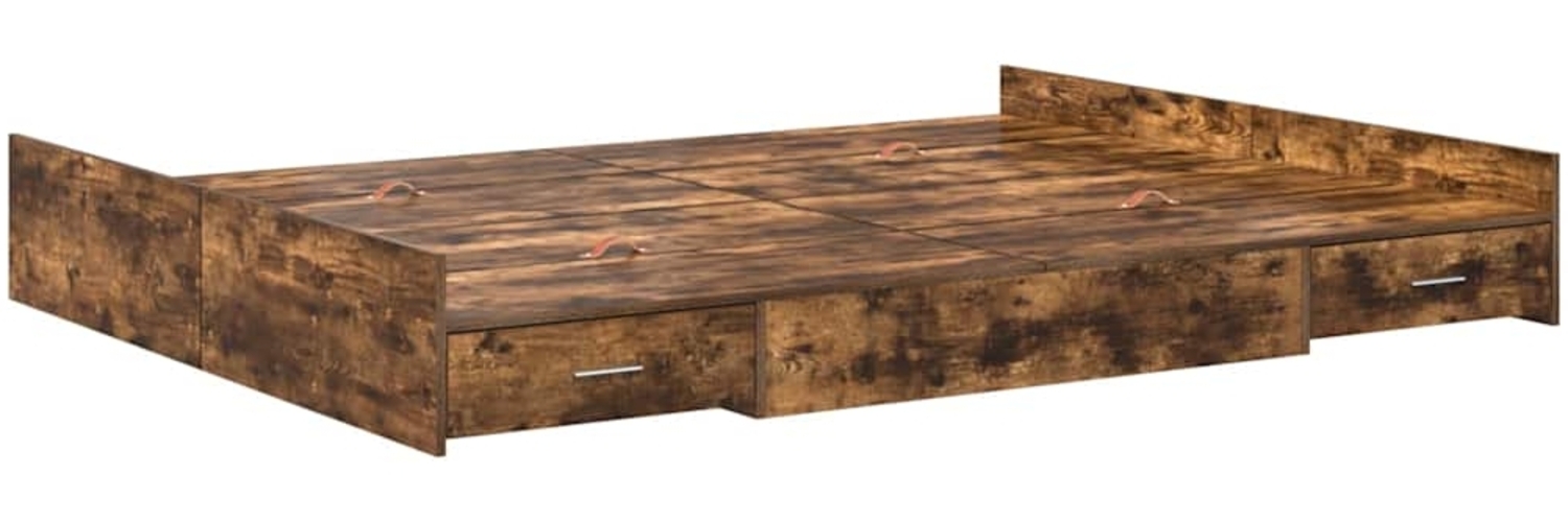 vidaXL Aufbewahrungsbettgestell Geräucherte Eiche 135 x 190 cm 3335321 Bild 1