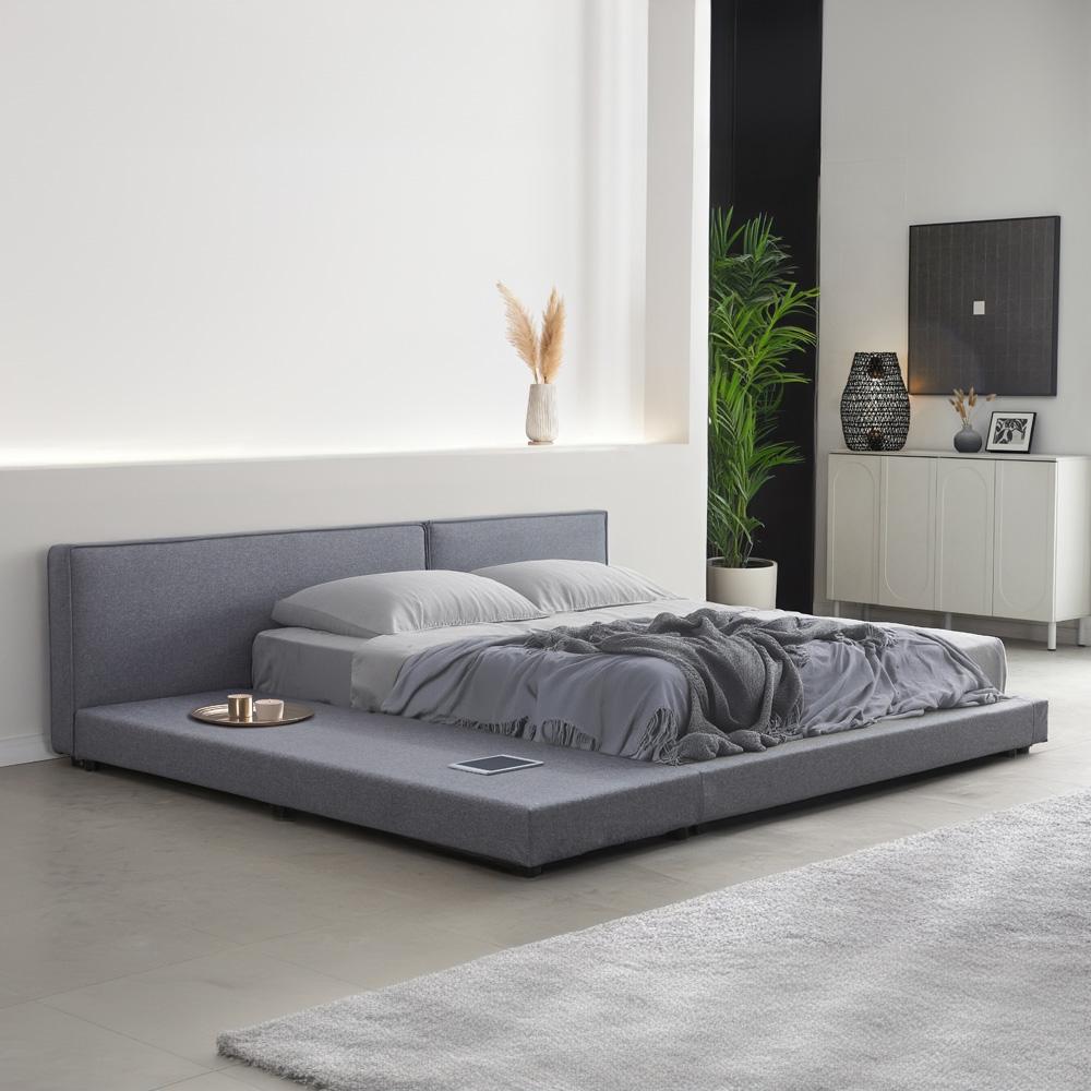 HOME DELUXE Bett mit Ablage GALAXIS, 140 x 200 cm, Grau Bild 1