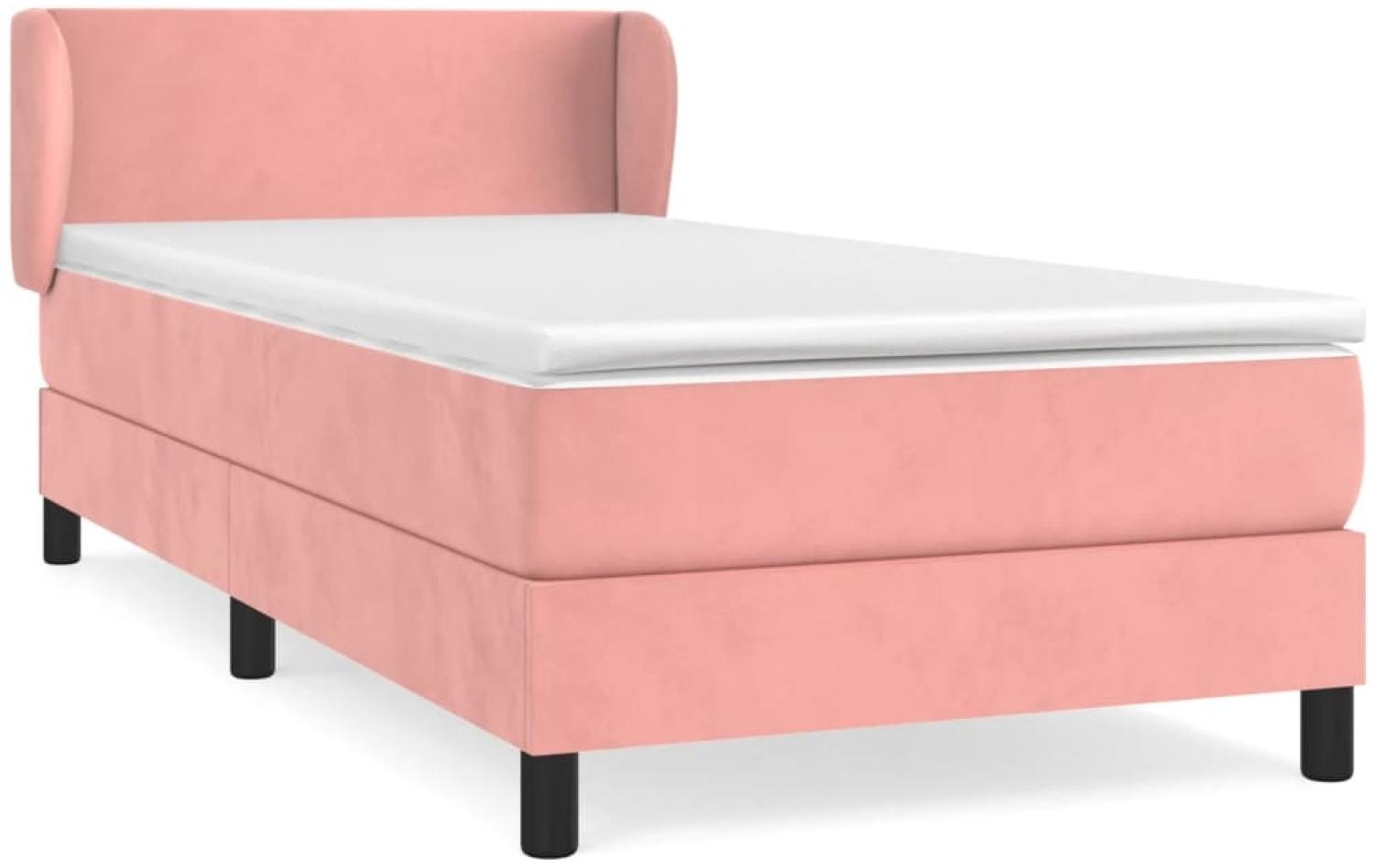 vidaXL Boxspringbett mit Matratze Rosa 100x200 cm Samt 3127360 Bild 1