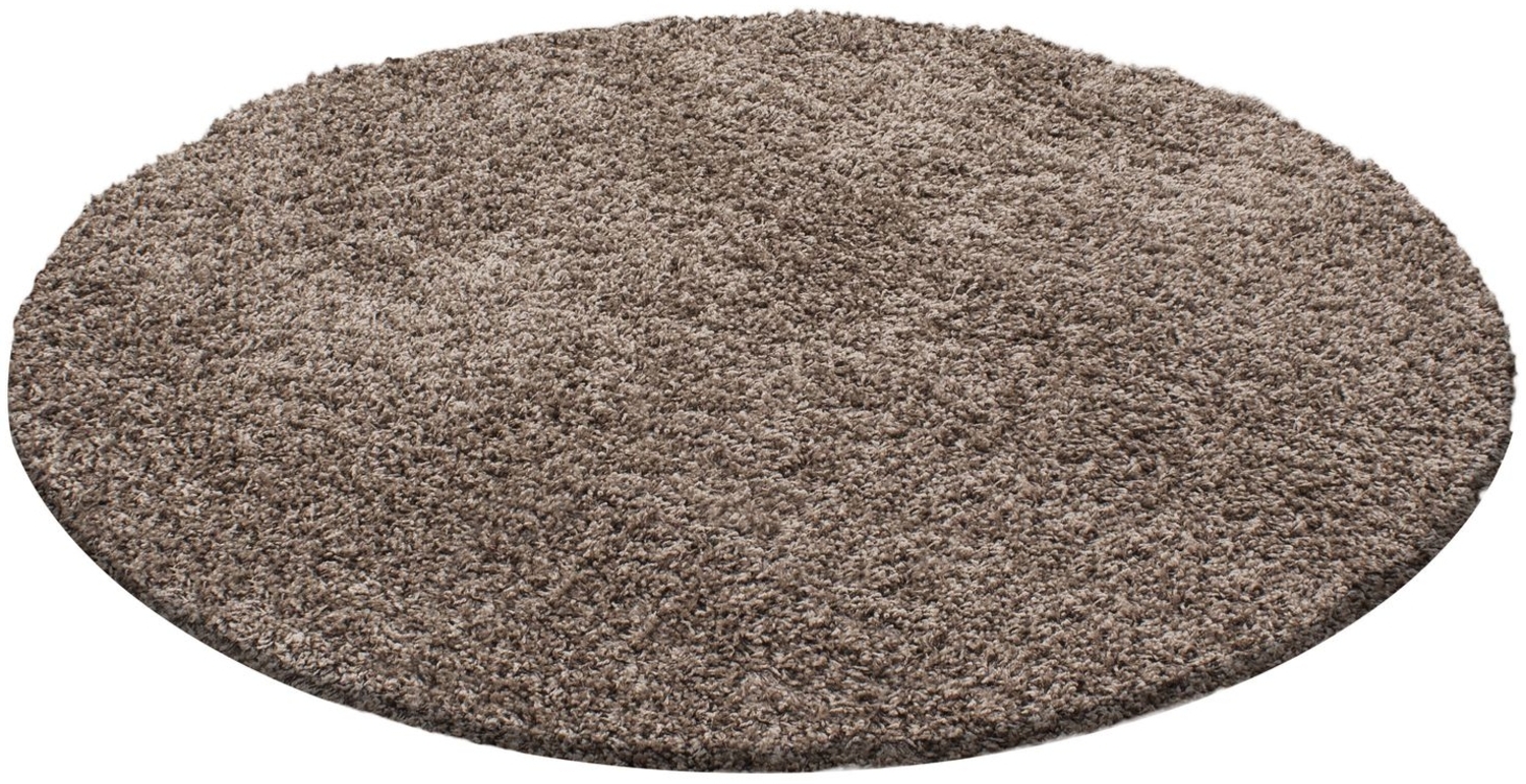 Hochflor Teppich Lux rund - 200 cm Durchmesser - Mokka Bild 1