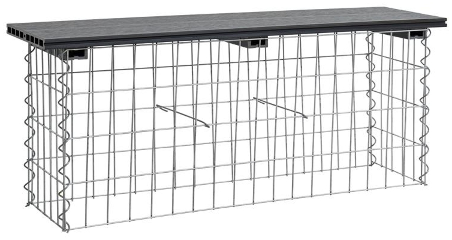 Gabionenbank Gabionen Sitzbank 100x30x43 cm Gartenbank WPC Draht Bank Hellgrau Bild 1