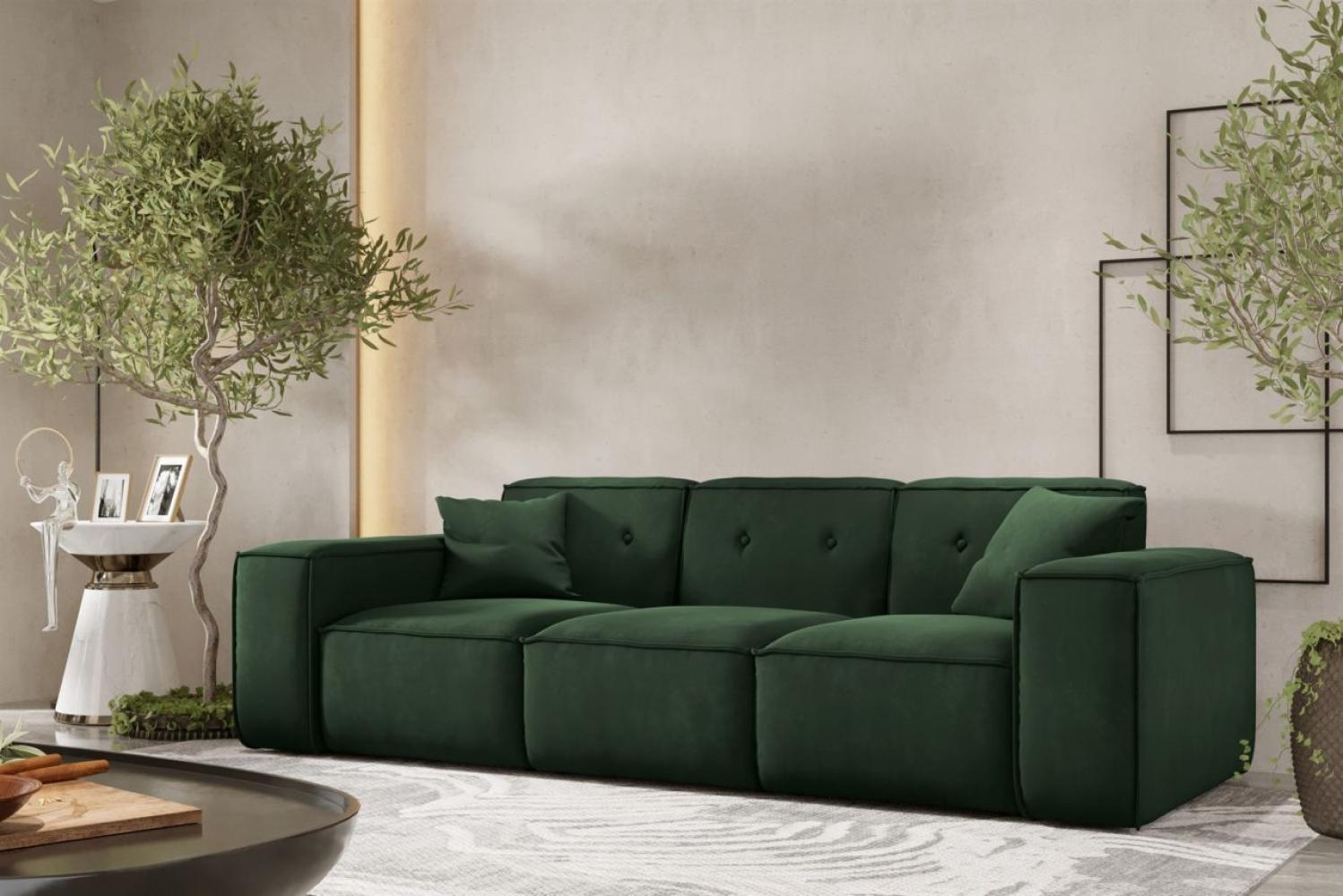 Sofa Designersofa CESINA 3-Sitzer in Stoff Opera Velvet Dunkelgrün Bild 1