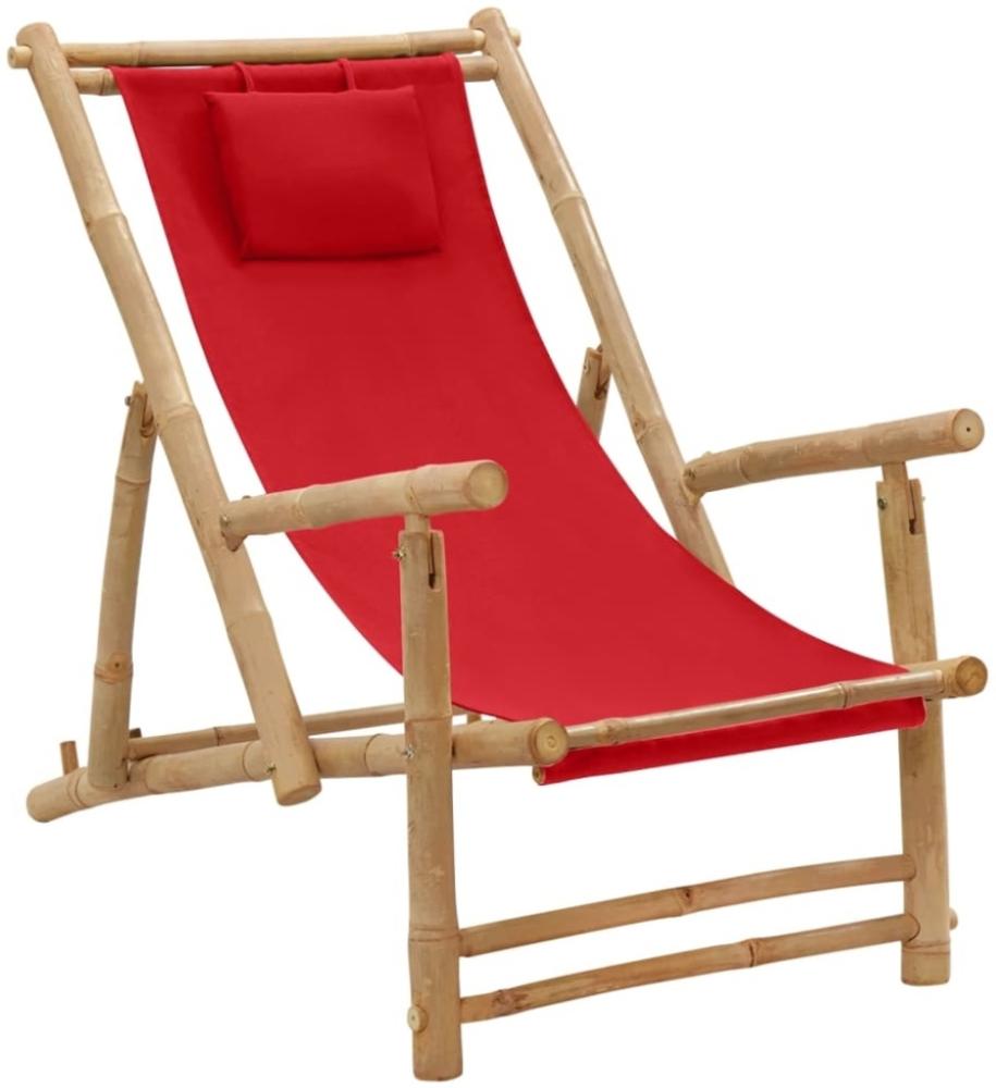 vidaXL Liegestuhl Bambus und Canvas Rot 318597 Bild 1
