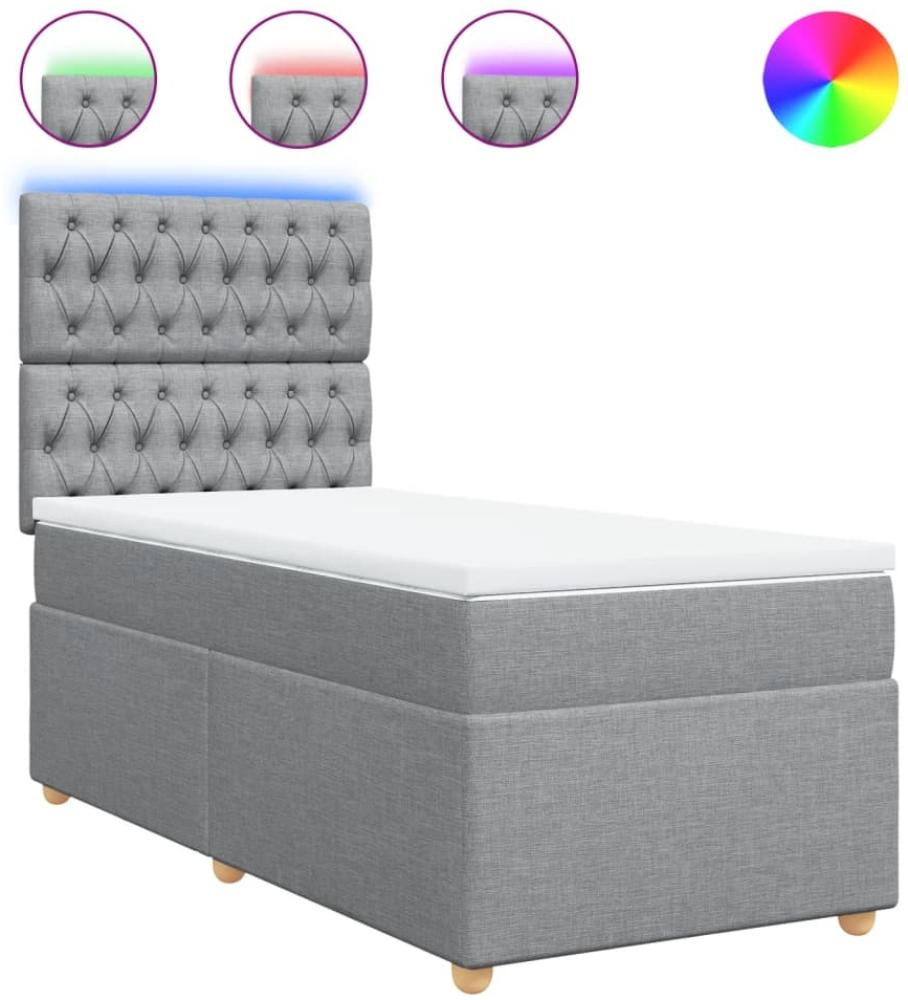vidaXL Boxspringbett mit Matratze Hellgrau 90x190 cm Stoff 3293442 Bild 1