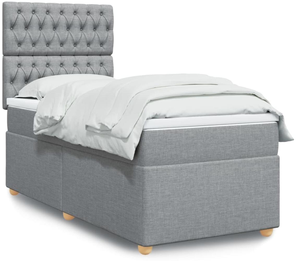 vidaXL Boxspringbett mit Matratze Hellgrau 90x190 cm Stoff 3293442 Bild 1