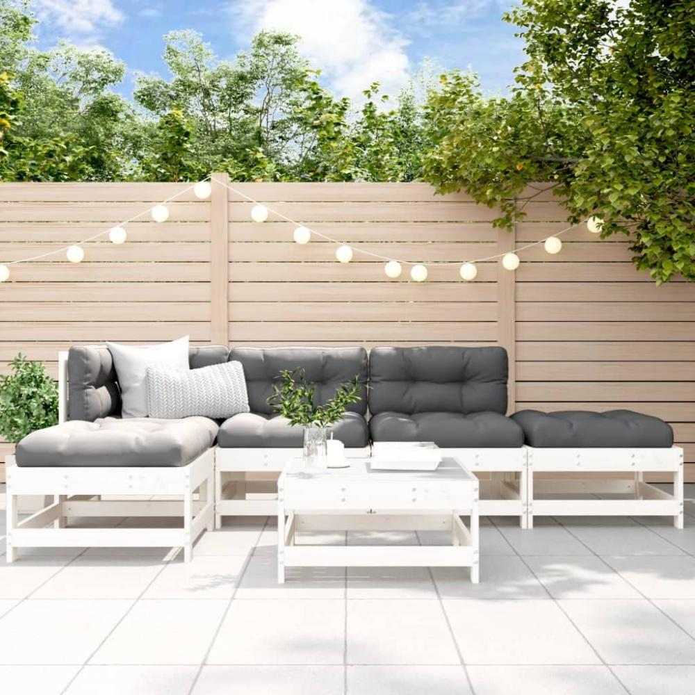 vidaXL 6-tlg. Garten-Lounge-Set Weiß Massivholz Kiefer Bild 1