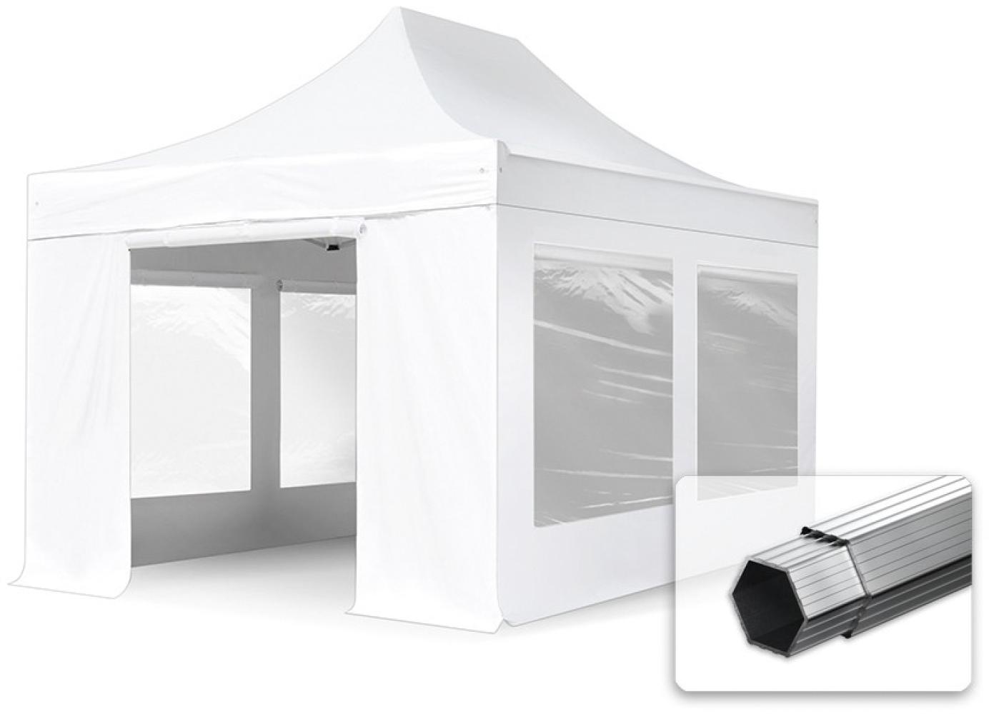 3x4,5 m Faltpavillon PROFESSIONAL Alu 40 mm, feuersicher, Seitenteile mit Panoramafenstern, weiß Bild 1