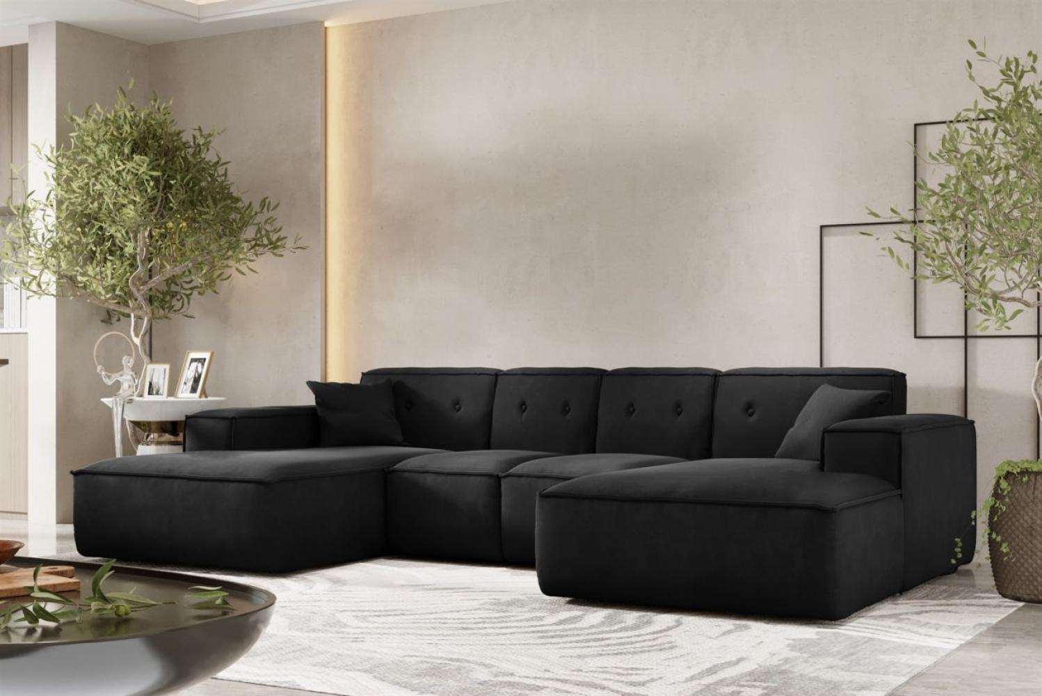 Wohnlandschaft Sofa U-Form CESINA XS in Stoff Opera Velvet Schwarz Bild 1