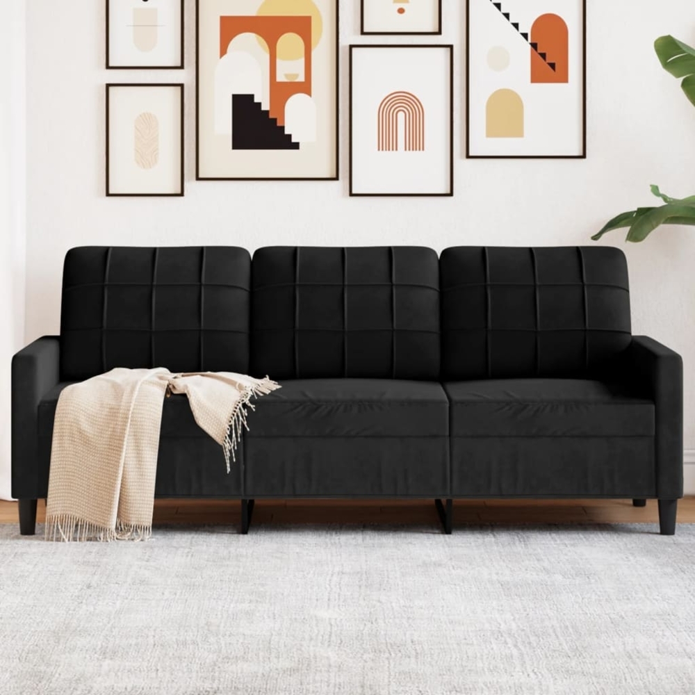 vidaXL 3-Sitzer-Sofa Schwarz 180 cm Samt 4007639 Bild 1