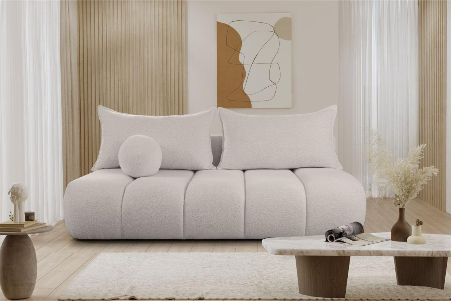 Schlafsofa Designersofa Sofa 3-Sitzer ANZIA in Stoff Ascot Bukla Beige Bild 1