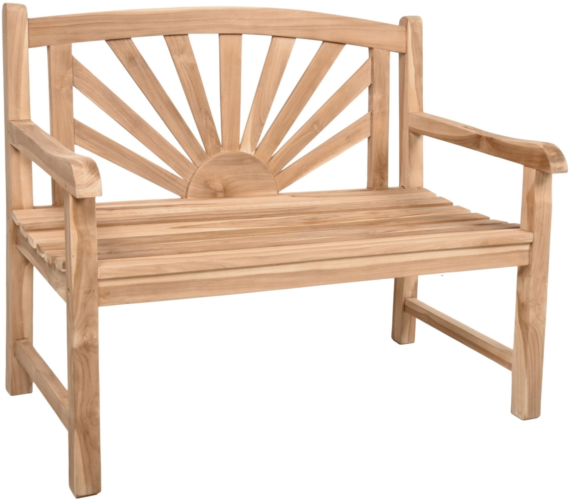 Bank Gartenbank MARSIA 2-Sitzer aus Teakholz 110 cm mit Sonnenmotiv Bild 1