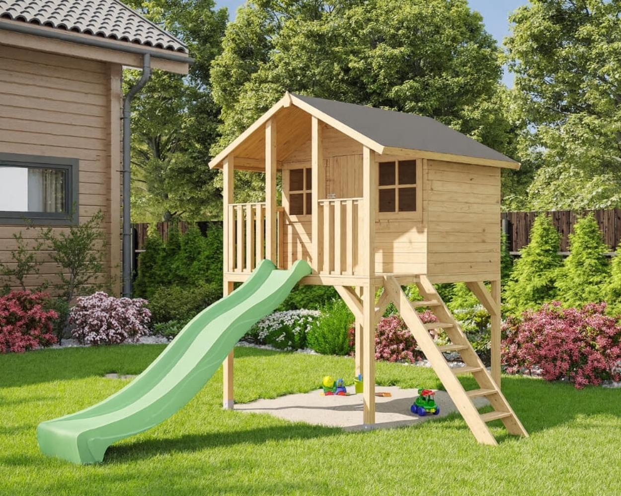 Stelzenhaus Tom / Toby mit Rutsche pastell grün Bild 1