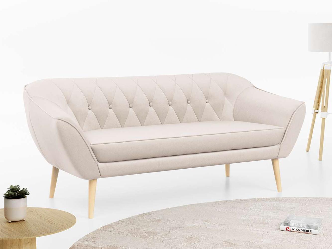 Sofa, Skandinavischer Stil, Holzbeine - PIRS - 3 Sitzer - Beige - Velours Bild 1