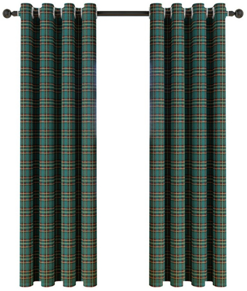 Qelus Vorhang Plaid Karo Fenstervorhang Ösenvorhänge für Wohnzimmer Schlafzimmer, (2 St), 132x160cm,132x213cm,132x241cm,132x274cm Bild 1