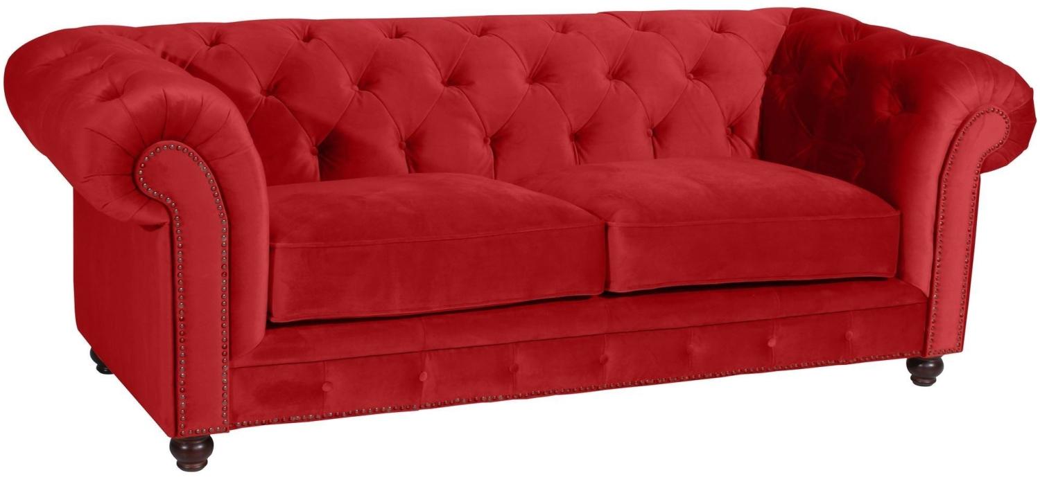 Sofa 2,5-Sitzer Kathe Bezug Samtvelours Buche nussbaum dunkel / rot 22490 Bild 1