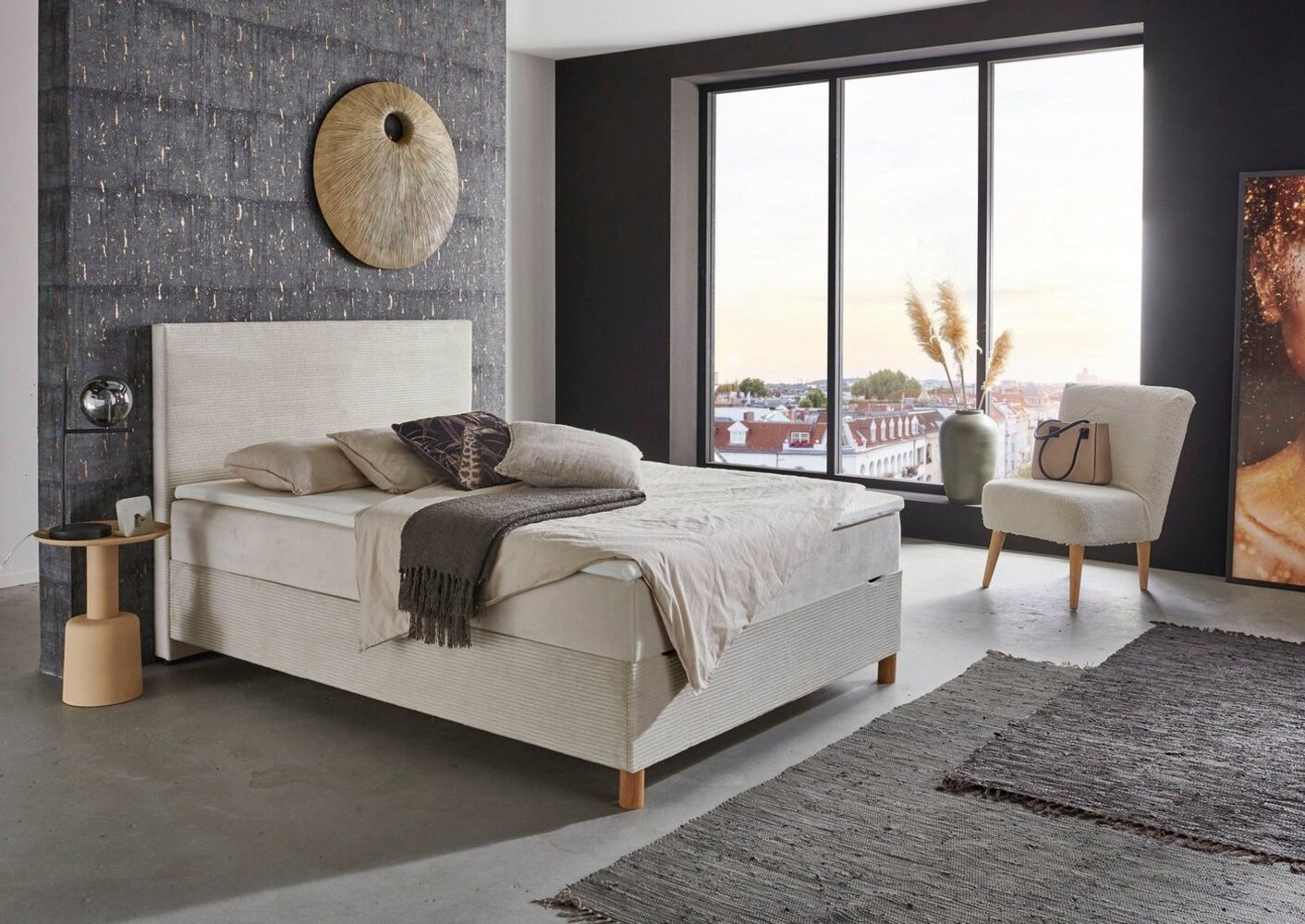 meise.möbel Boxbett Korsika, mit Bettkasten und Topper, Bezug aus einem Stoff- und Cordmix Bild 1