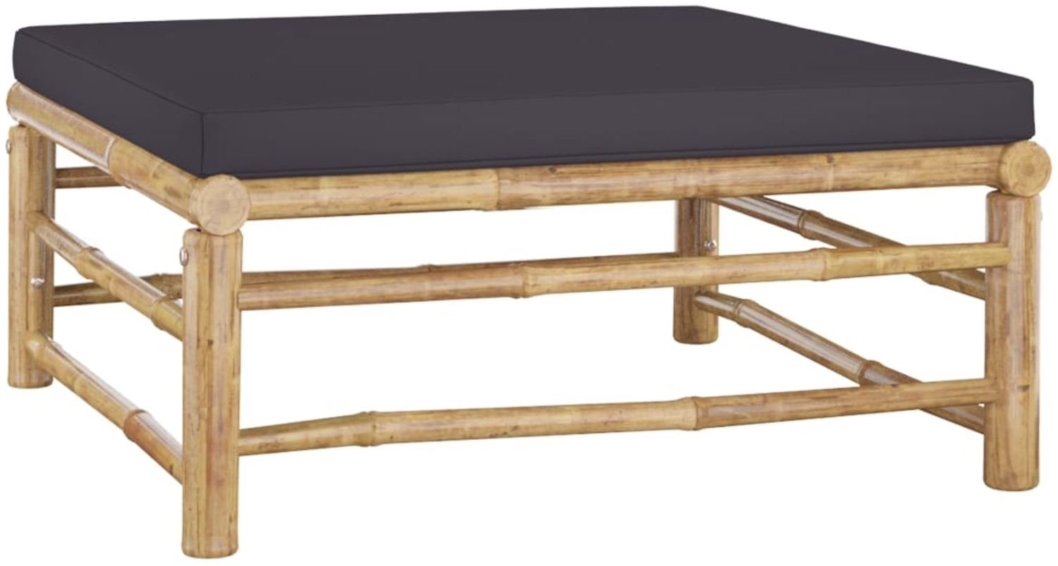 vidaXL Garten-Fußhocker mit Dunkelgrauem Kissen Bambus 313155 Bild 1