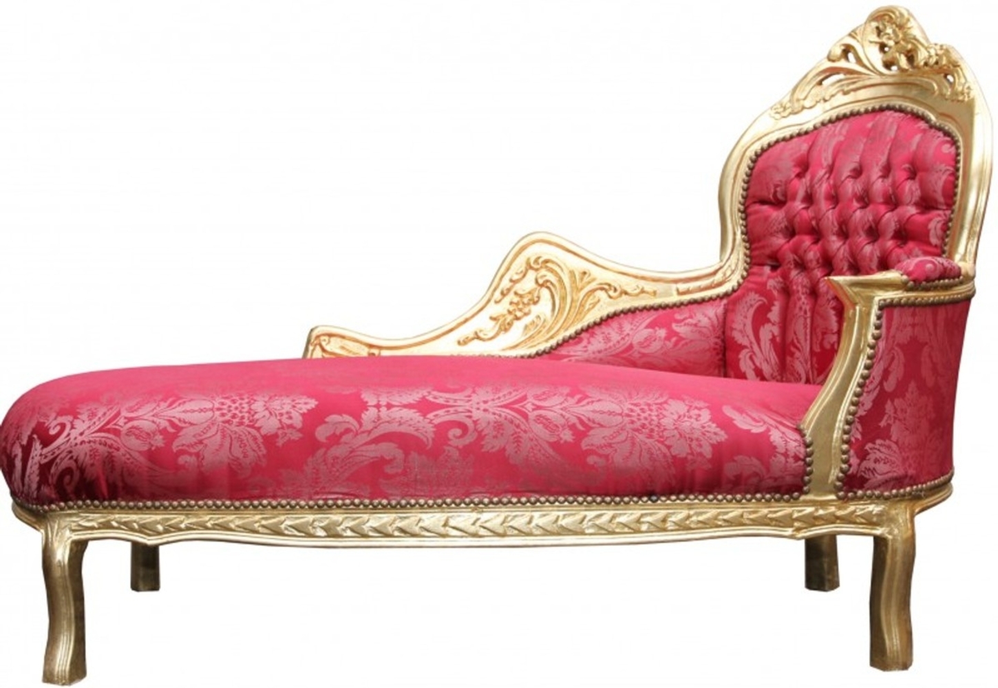 Bew. Casa Padrino Barock Chaiselongue Mod2 Bordeaux Muster /Gold - Barock Möbel Bild 1