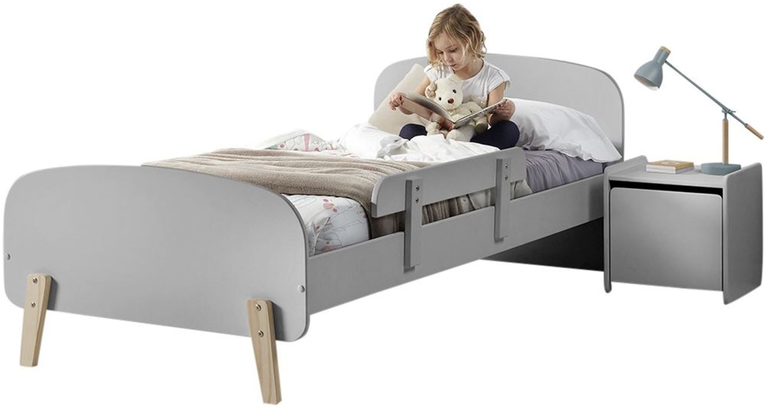 Kinderzimmer Set Karilynn 2 Bett mit Nachtkommode Holz+MDF hellgrau Bild 1