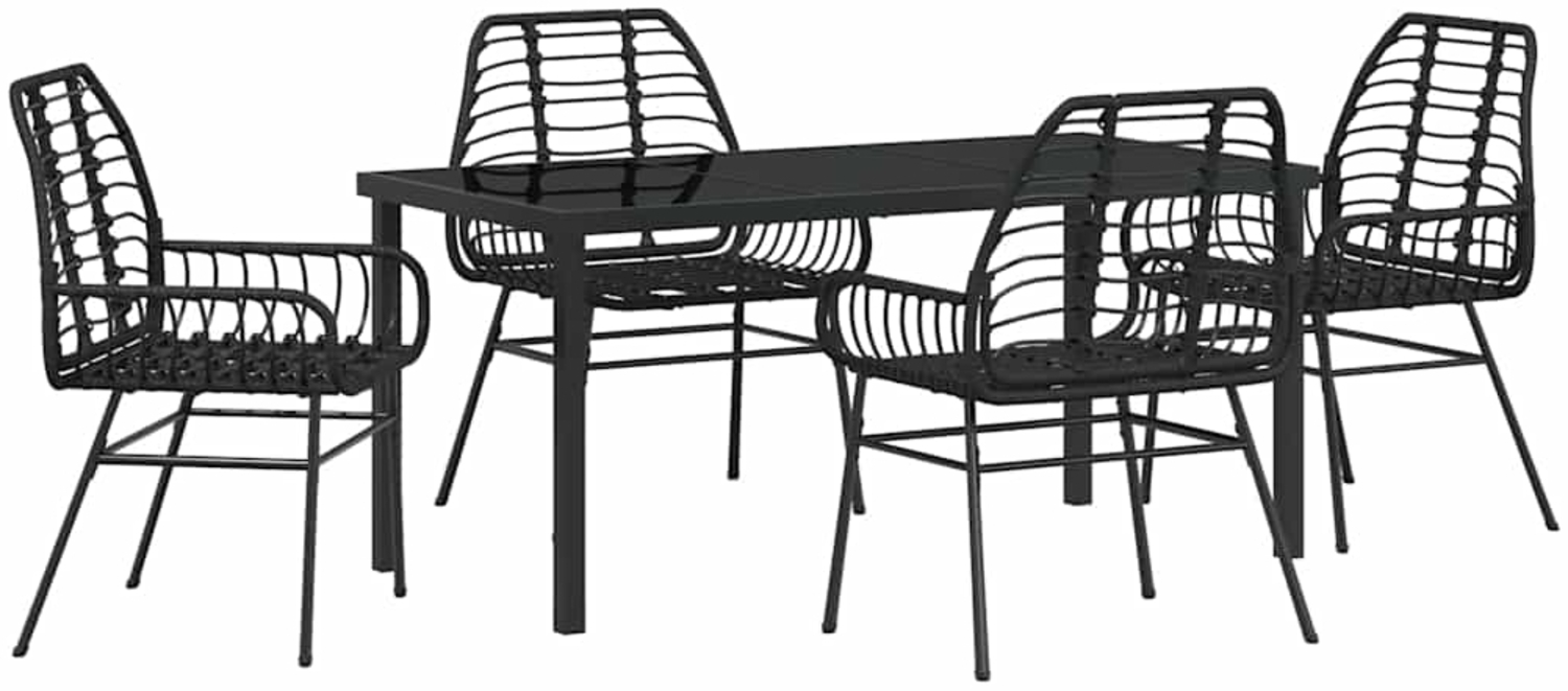 vidaXL Garten Essgruppe 5 pcs Schwarz Poly-Rattan 3380844 Bild 1