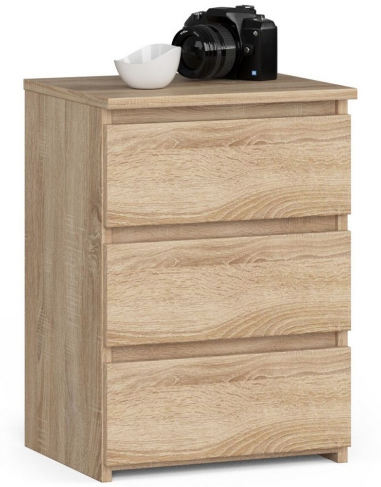 Home Collective Kommode 40 cm breit Holz Highboard Sideboard für Flur Schlafzimmer Wohnzimmer (Mehrzweckschrank Schrank schmal Kommode Schlafzimmer mit Schubladen), Kinderzimmer Organizer, 57 cm hoch mit 3 Schubladen sonoma Eiche Bild 1