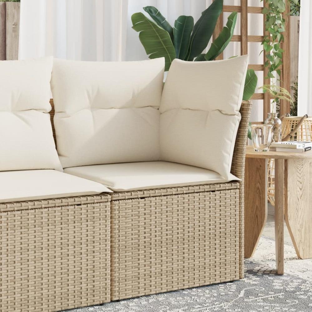 vidaXL Garten-Ecksofa mit Kissen Beige Poly Rattan 366074 Bild 1