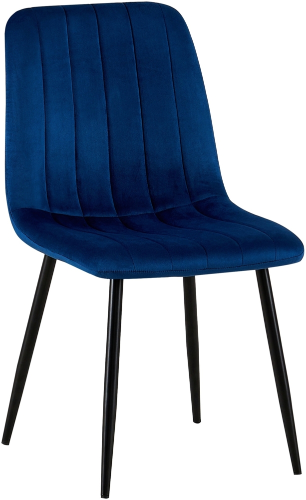 DELUKE® Stuhl LENZ Samt - 88x45x53cm, blau, Metall Gestell Stühle Esszimmerstühle Stuhl Esszimmer Esstisch Stühle Küchenstuhl Bild 1