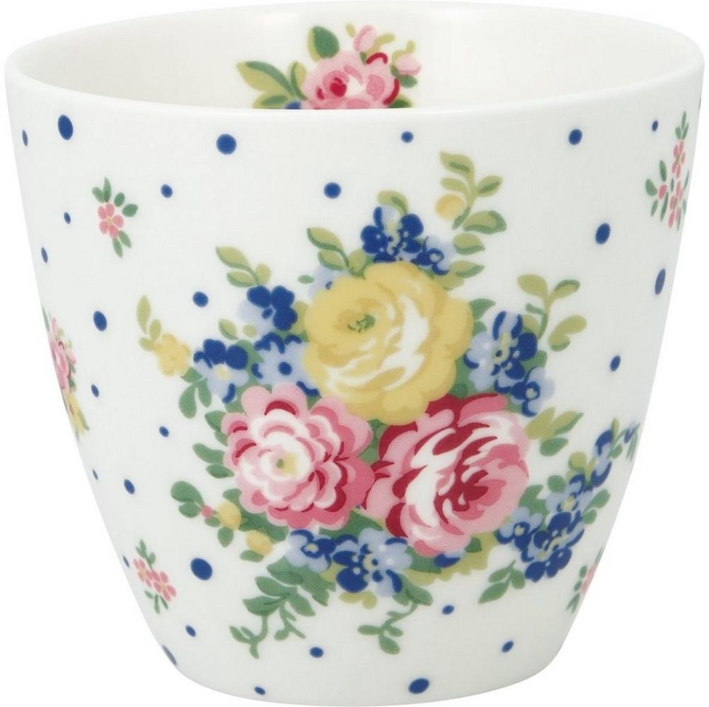 Greengate Latte Cup Laura White Tasse Steingut Weiß Blumen Bild 1