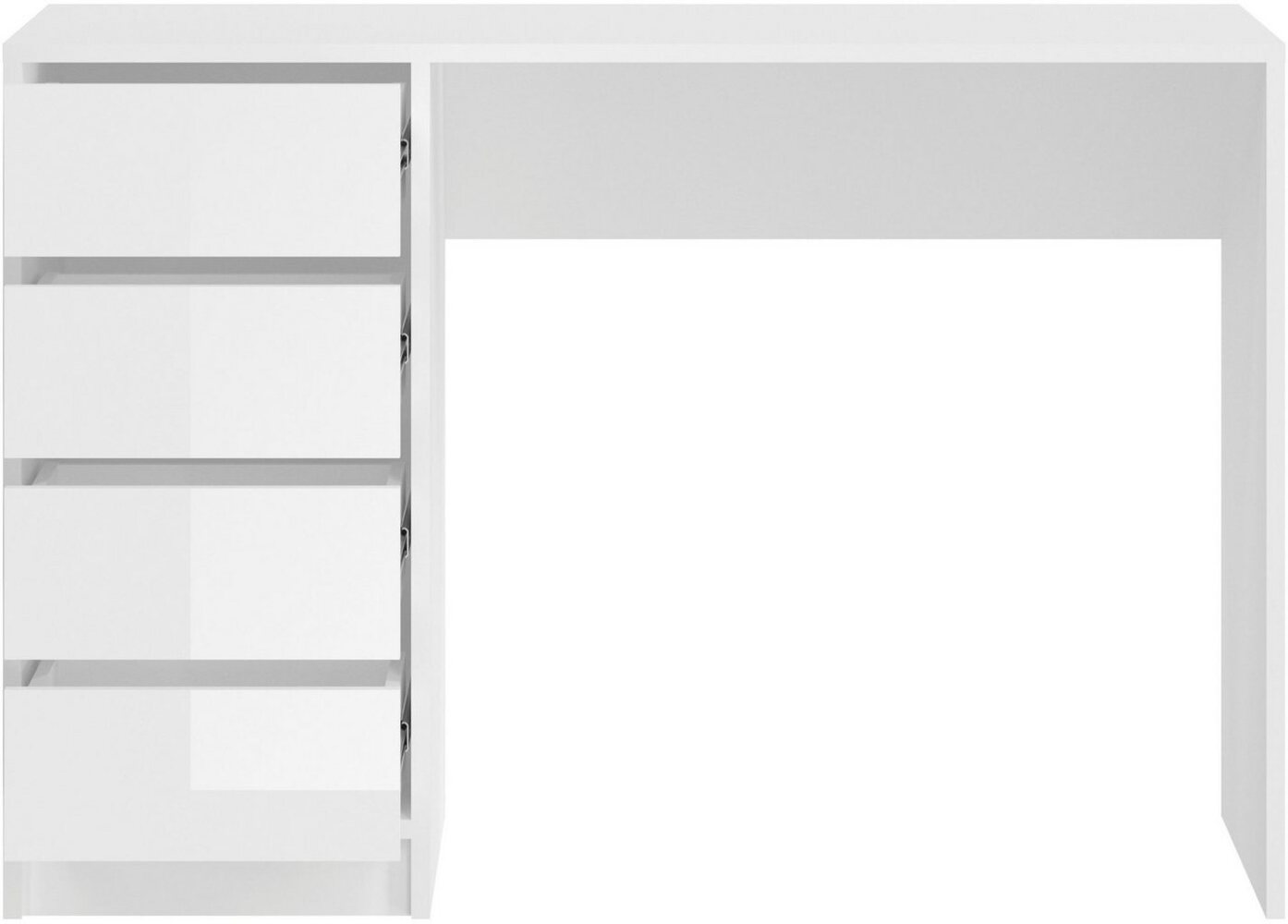 INOSIGN Schreibtisch Pisa, Breite 110 cm, 4 Schubkästen, hochglanz Schubkastenfront, grifflose Optik, individuell einsetzbar, Schminktisch, Homeoffice Bild 1