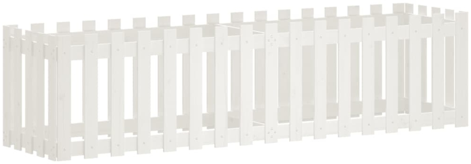 vidaXL Hochbeet Lattenzaun-Design Weiß 200x50x50 cm Massivholz Kiefer 832508 Bild 1