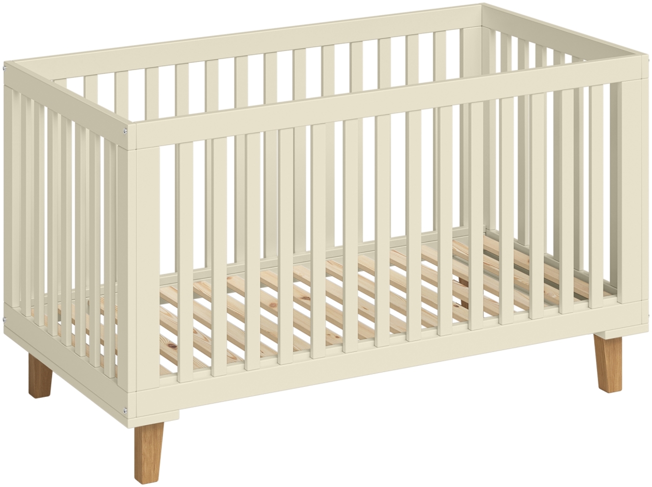 Bellabino 'Liri' Babybett 70x140 cm, beige, 3-fach höhenverstellbar, umbaubar zum Juniorbett (inkl. Umbauseiten) Bild 1