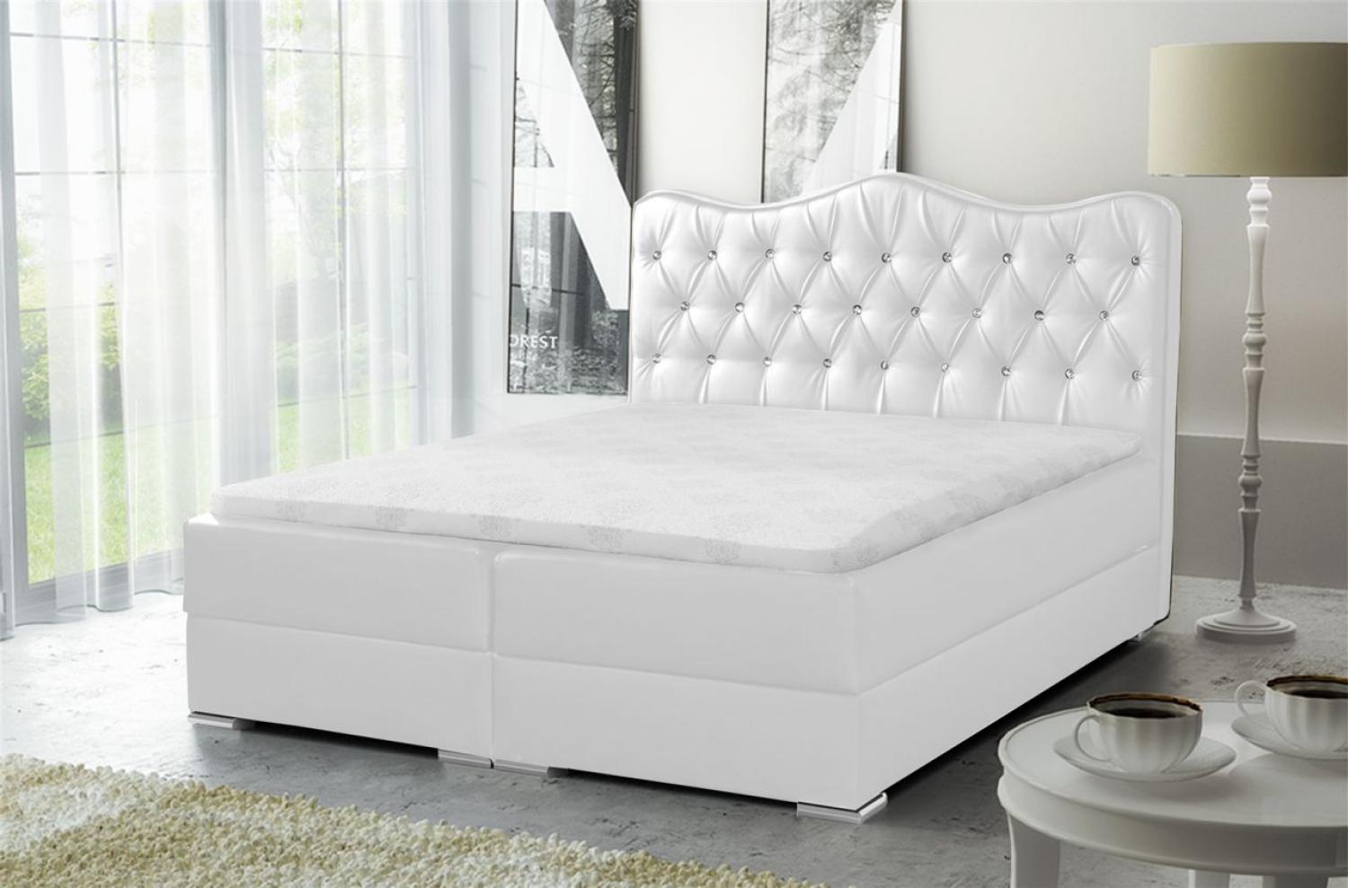 Boxspringbett SULTAN Kunstleder Weiss 120x200cm Bild 1