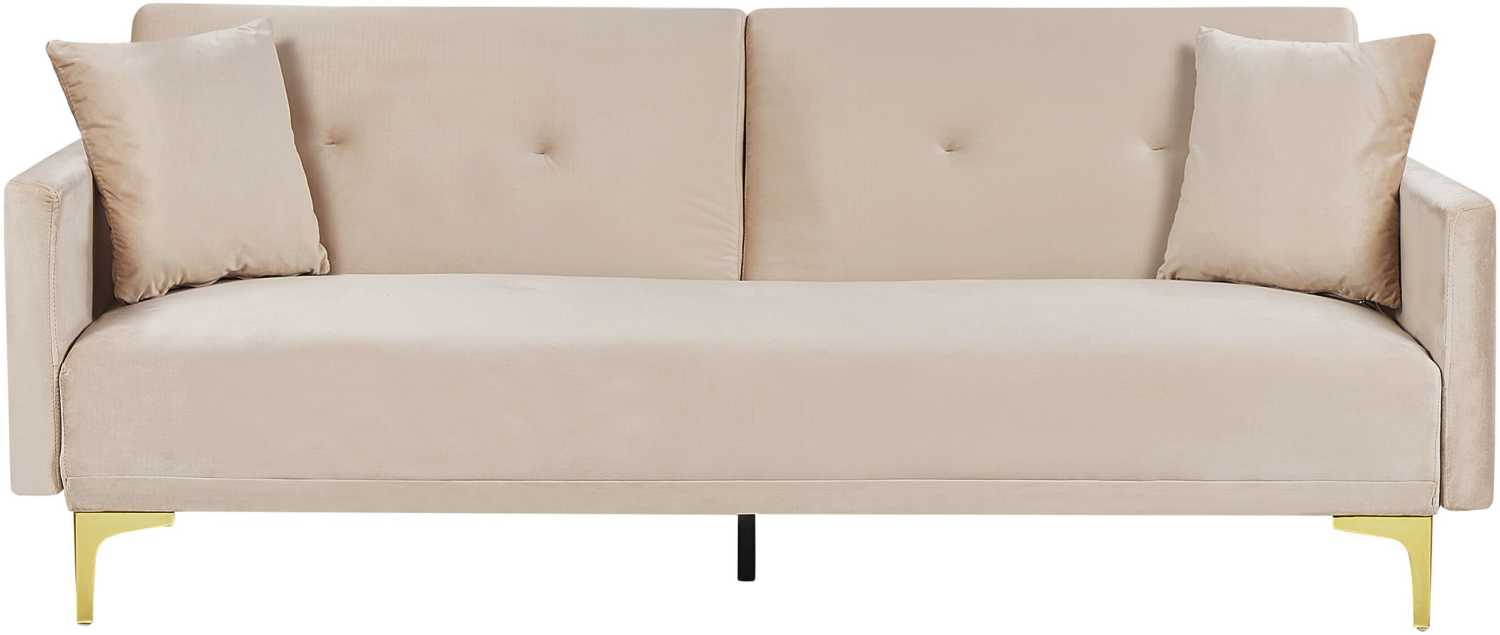 Schlafsofa 3-Sitzer Samtstoff beige LUCAN Bild 1