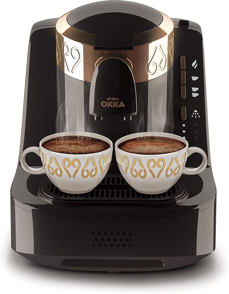 Türkische Kaffeemaschine, Kaffeekanne 2 Tassen Fassungsvermögen Direktbefüllung Automatische Brühstufenerkennung Patentierte Kochtechnologie Selbstreinigung 710W- Schwarz-Chrom Bild 1