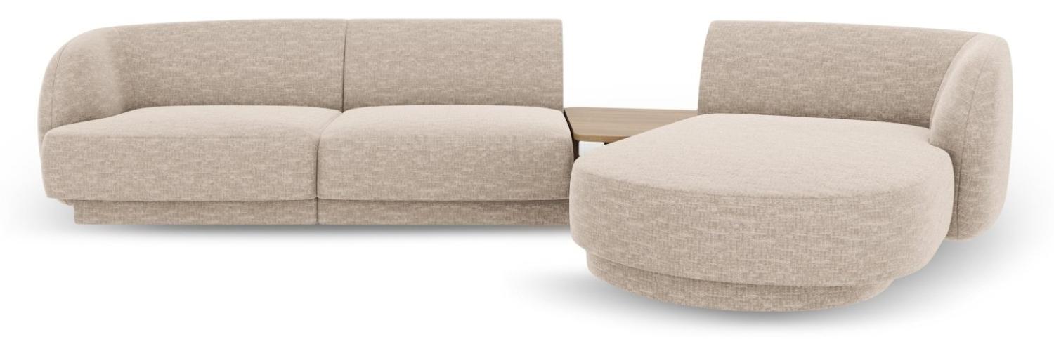 Micadoni Modulares Sofa Miley mit Recamiere 3-Sitzer Rechts Chenille Beige Bild 1