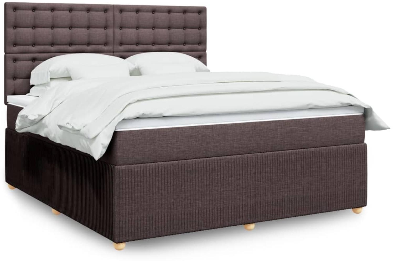 vidaXL Boxspringbett mit Matratze Dunkelbraun 180x200 cm Stoff 3292152 Bild 1