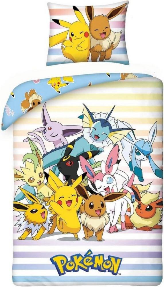 POKÉMON Bettwäsche Pokemon Friends Wende Bettwäsche Set Pikachu Kopfkissen Bettdecke, Renforcé, 2 teilig, 100% Baumwolle Bild 1