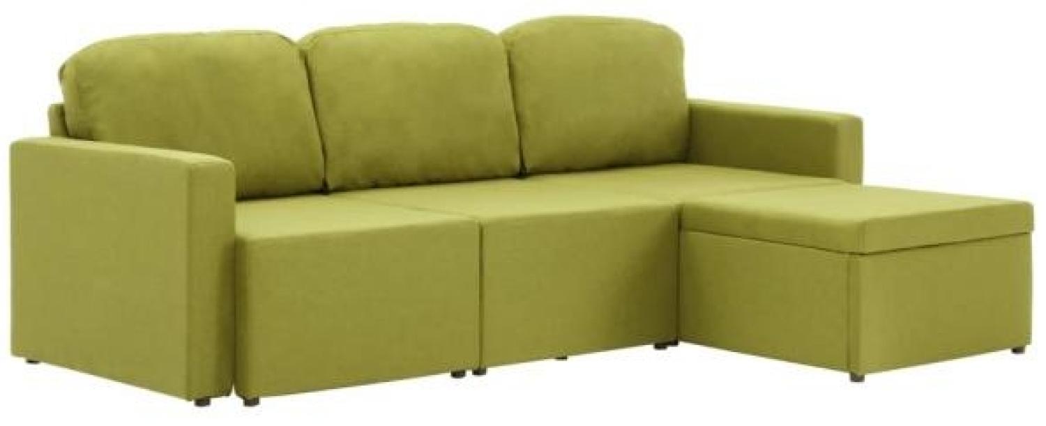Modulares 3-Sitzer-Schlafsofa Grün Stoff Bild 1