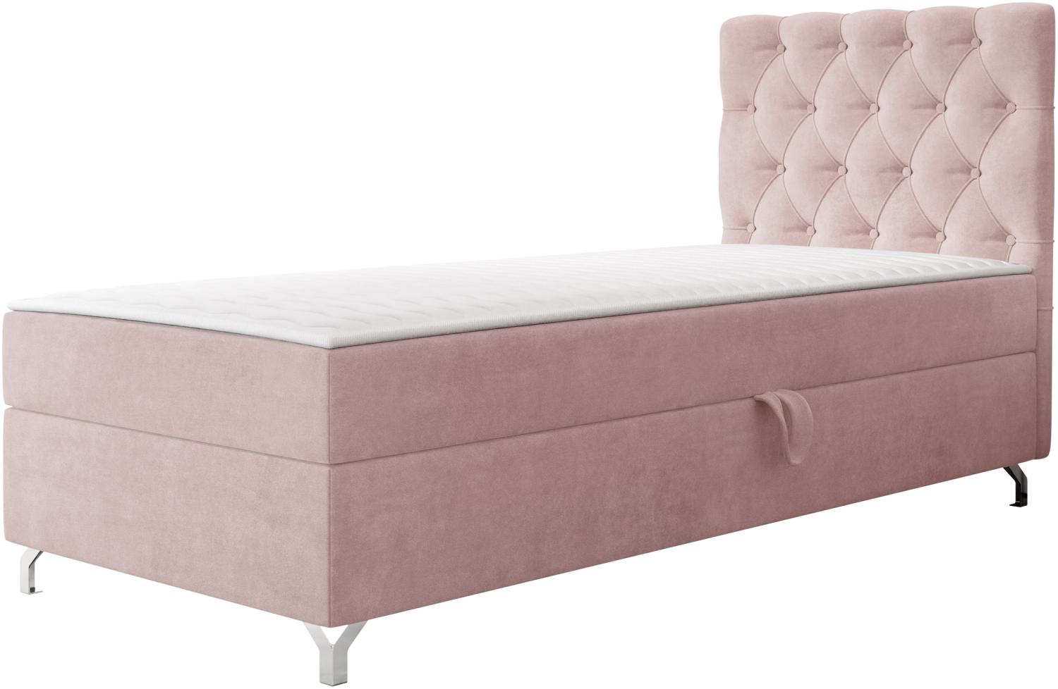 mirjan24 Boxspringbett mit H3-Matratze Cylio I , rosa, 80x200 cm Bild 1