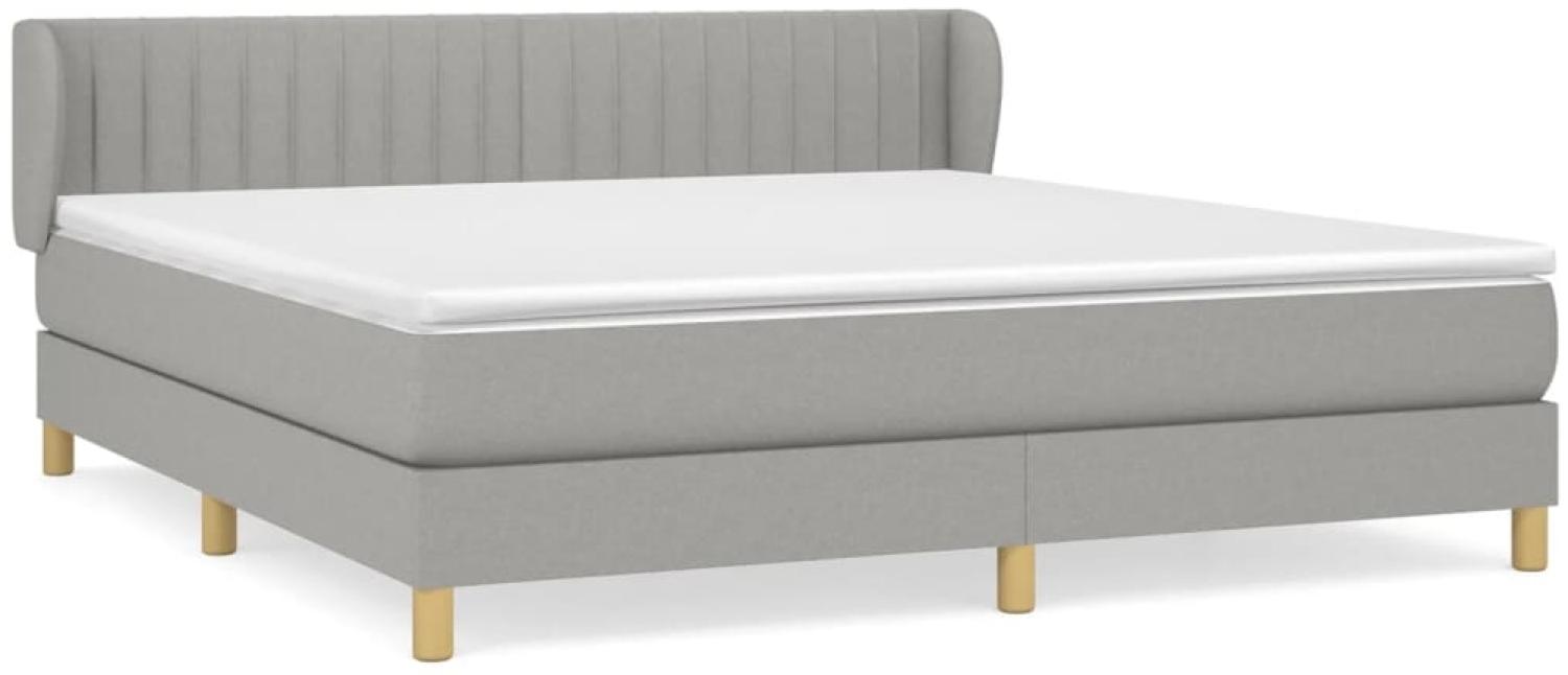 Doppelbett, Polsterbett mit Matratze Stoff Hellgrau 160x200 cm Bild 1