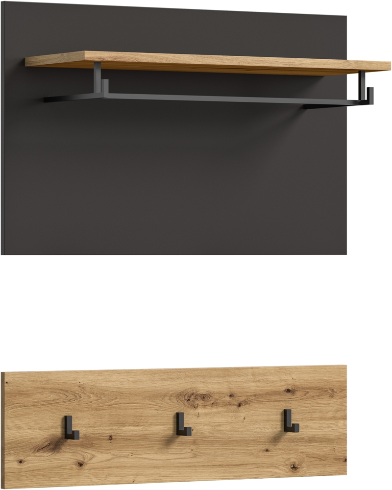 Garderobenpaneel Canu Spanplatte Basaltgrau 80x73x27 cm Bild 1