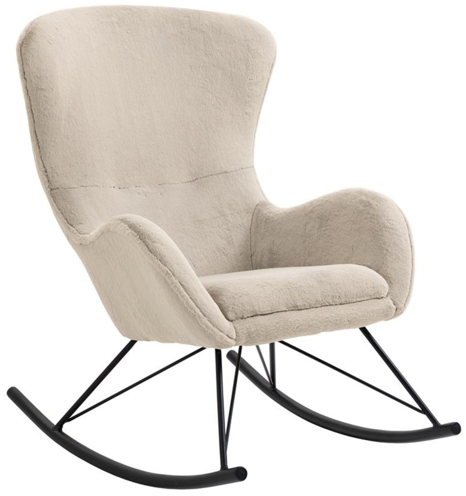Schaukelstuhl Lammfelloptik Beige 70 x 94 x 102 cm Bild 1