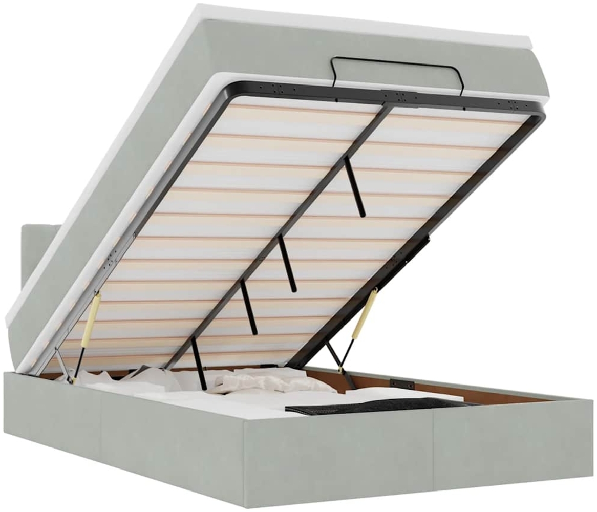 vidaXL Ottomane Bett mit Matratze & LEDs Hellgrau 120x190 cm Samt 3312680 Bild 1