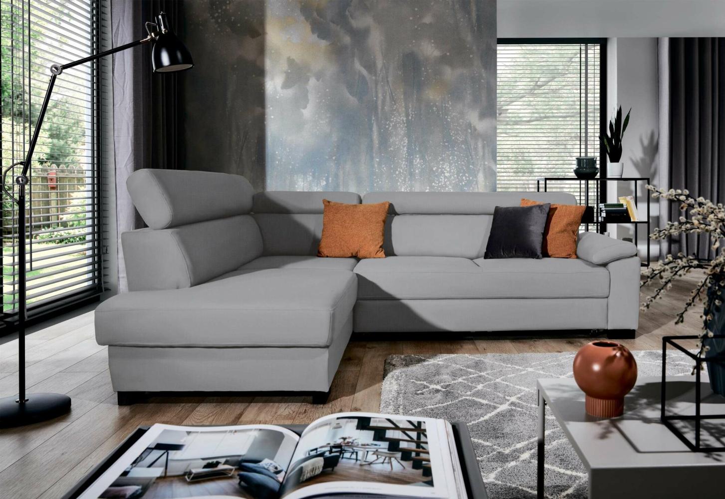Stylefy Fulda Ecksofa Velours ORINOCO Hellgrau Links Bild 1